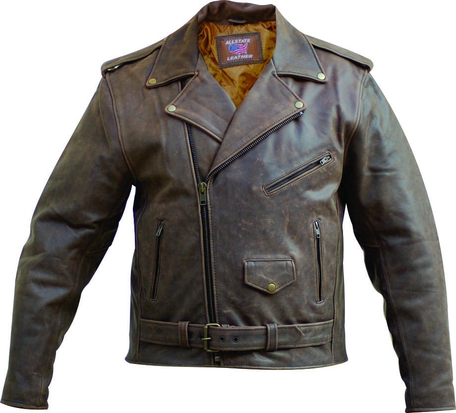 Big Mens Brown Leather Motorcycle Jacket
