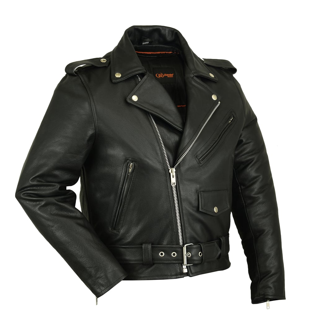 Big Mens Classic Leather Motorcycle Jacket