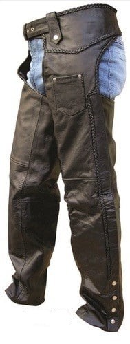 Braided Leather Motorcycle Chaps for Bikers