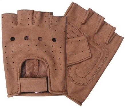 Brown Fingerless Leather Gloves