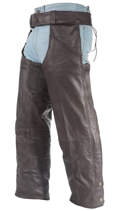 Brown Leather Chaps for Motorcycle Riding