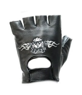 Eagle Fingerless Leather Gloves