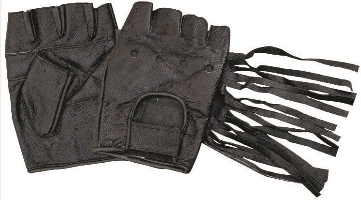 Fingerless Leather Motorcycle Gloves with Fringe