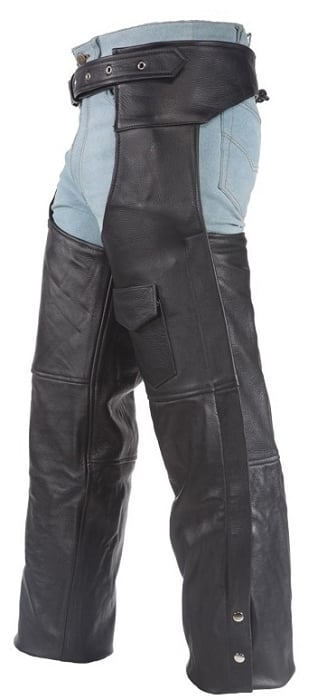 Insulated Leather Motorcycle Chaps Side Zippers