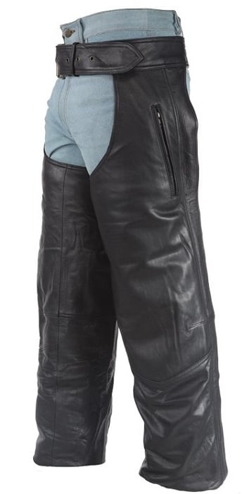 Leather Biker Chaps Zipper Pocket