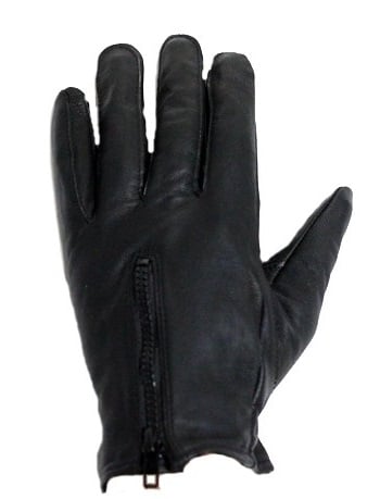 Leather Motorcycle Gloves with Lining and Zipper