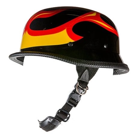german biker half helmet flames
