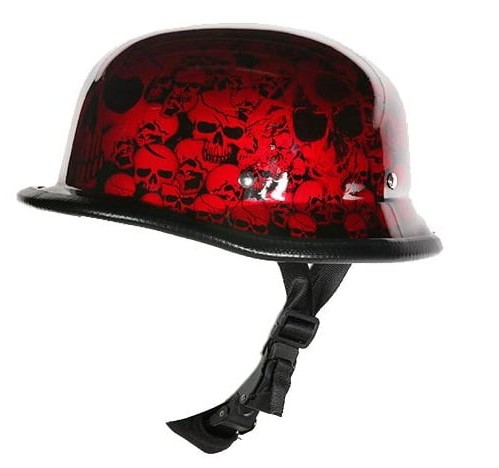 german motorcycle helmet with red skull