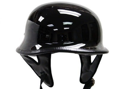 gloss black german motorcycle helmet