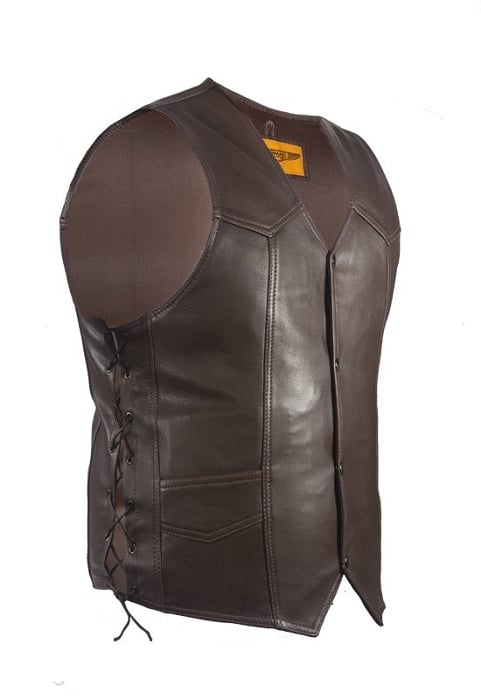 mens brown leather vest motorcycle