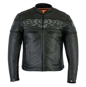 mens leather skull biker jacket