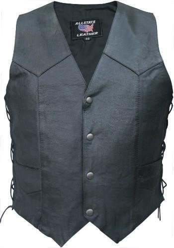 side laced leather biker vest